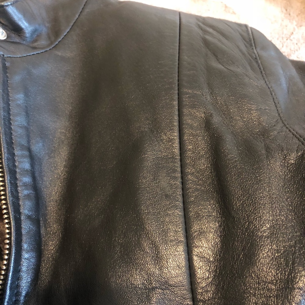 Black Leather Jacket Ladies Size xsmall - Picture 4 of 5